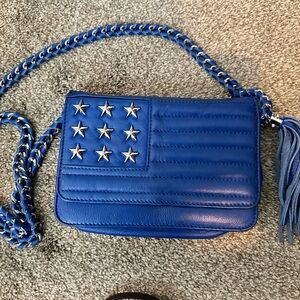 Aimee Kestenberg beautiful blue wallet/purse with stars like a flag.
